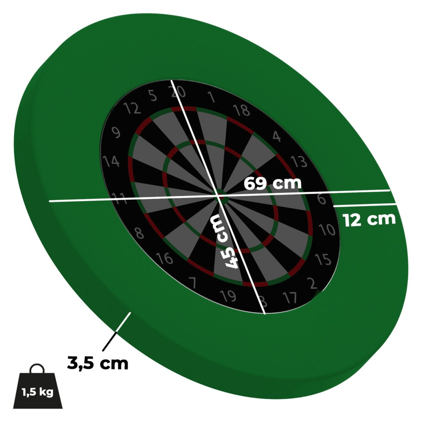 Dartboard Surround - Grün Abmessung