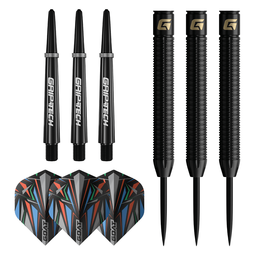 GOAT Athlete Black Steeldarts package contents