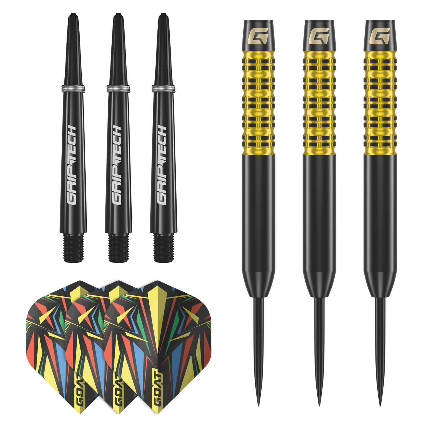GOAT Athlete Yellow Brass Steeldarts Packungsinhalt
