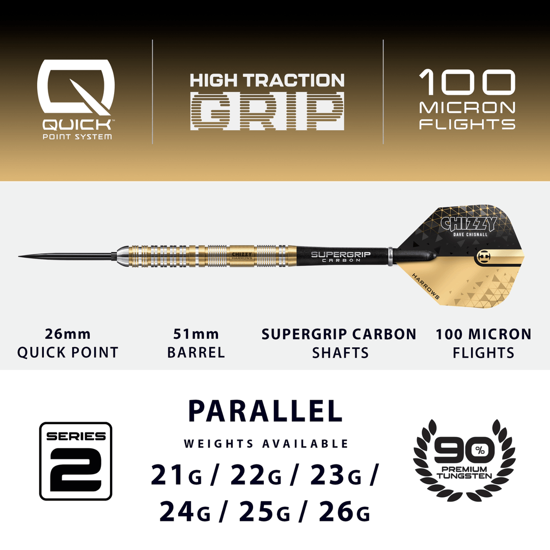 Harrows Chizzy Series 2 Quick Point Steel Darts Dimensions