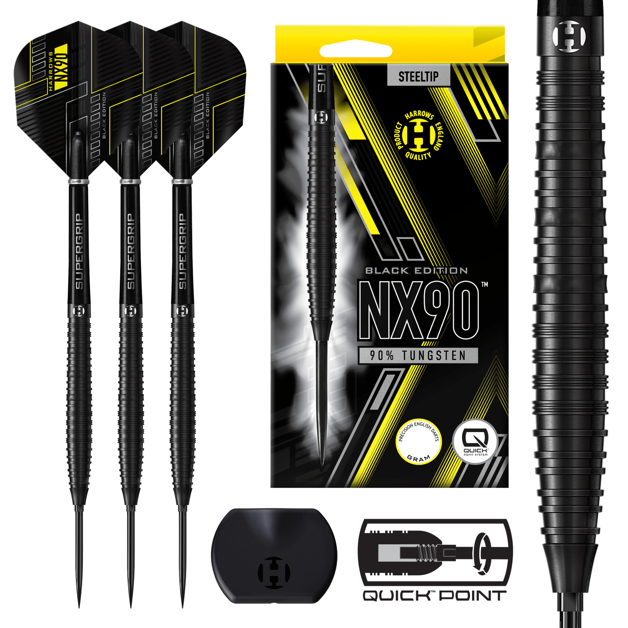 Harrows NX90 Black Edition Quick Point Steeldarts Packungsinhalt
