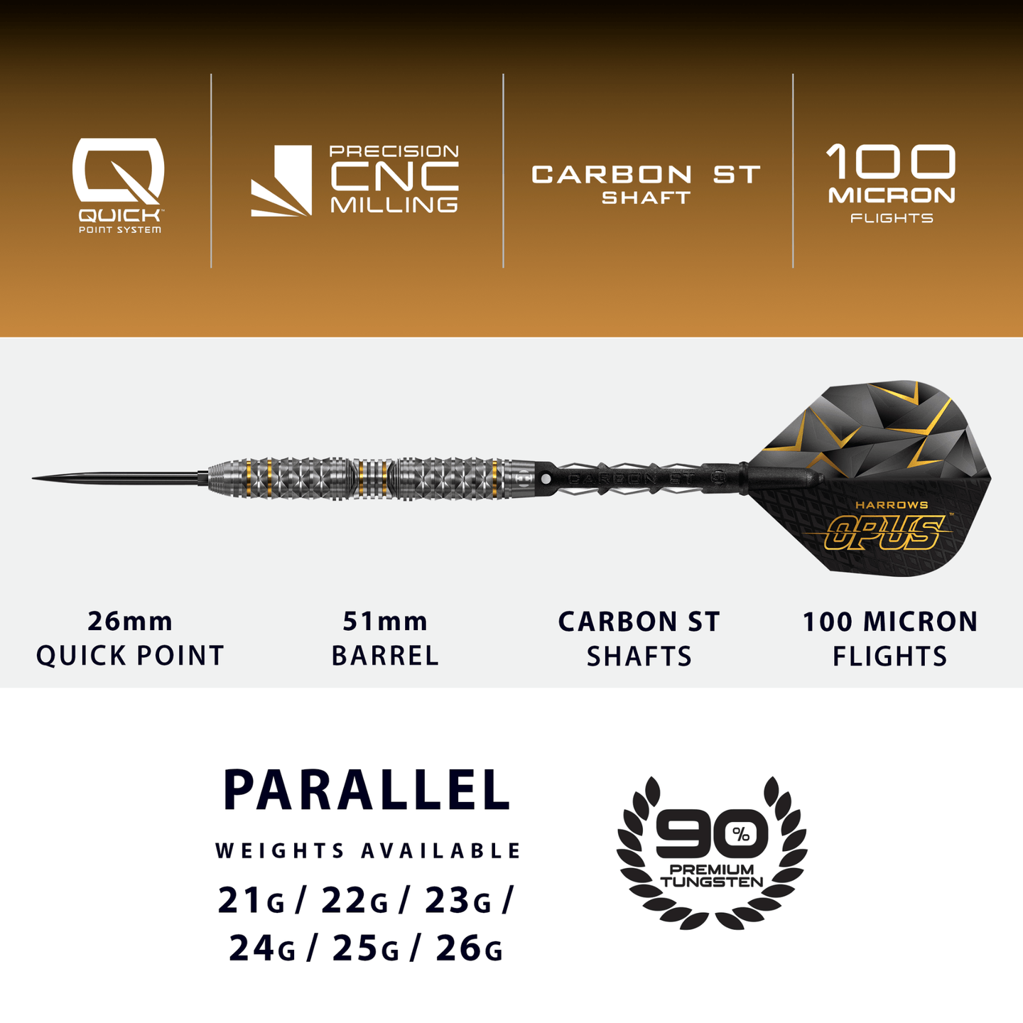 Harrows Opus Quick Point Steeldarts Maße