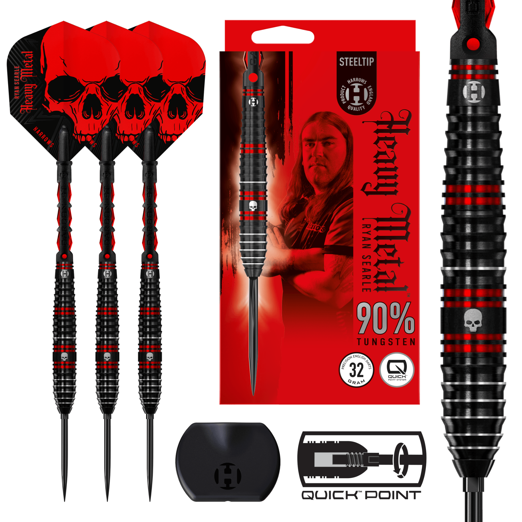 Harrows Ryan Searle Quick Point Steeldarts Packungsinhalt
