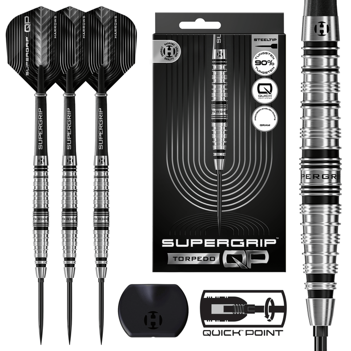 Harrows Supergrip Torpedo Quick Point Steeldarts Packungsinhalt