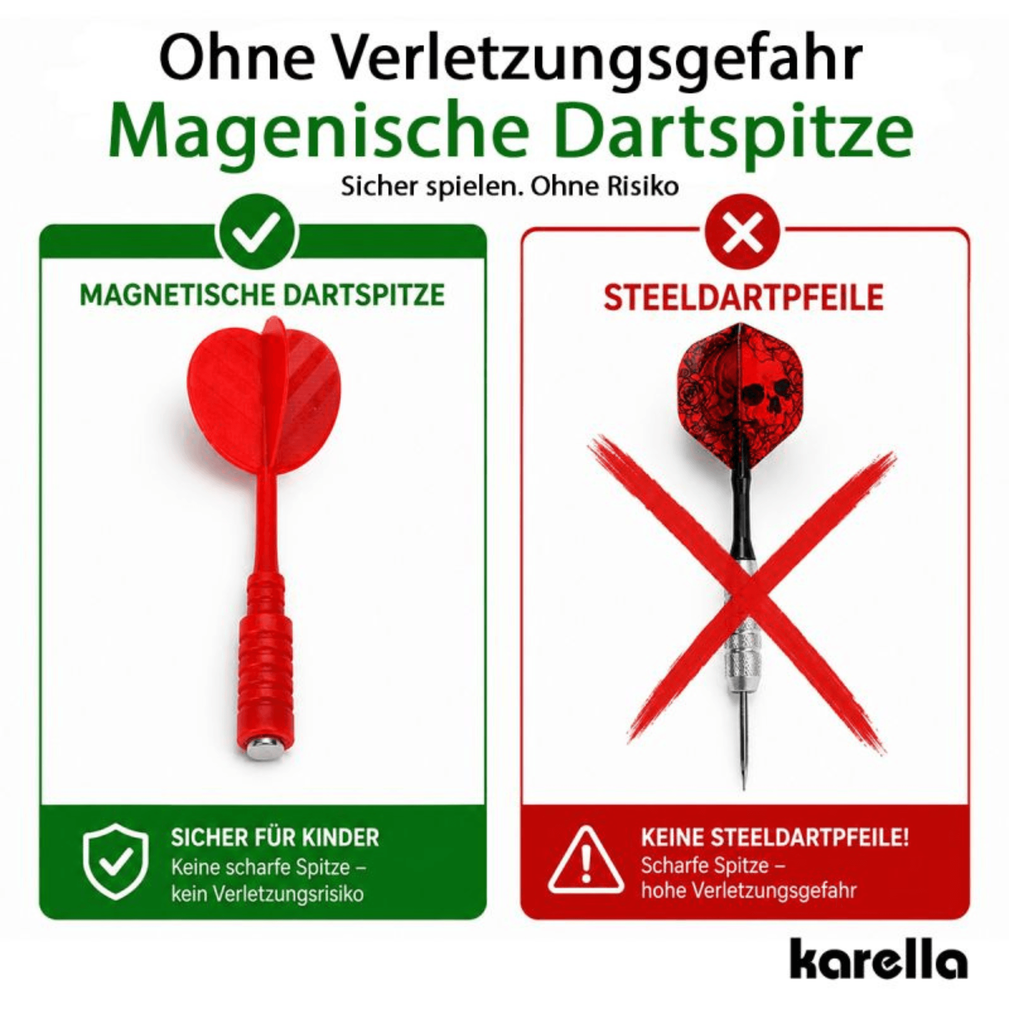 Karella Magnet Dartpfeile - rot Unterschied zu Erwachsenen Dart