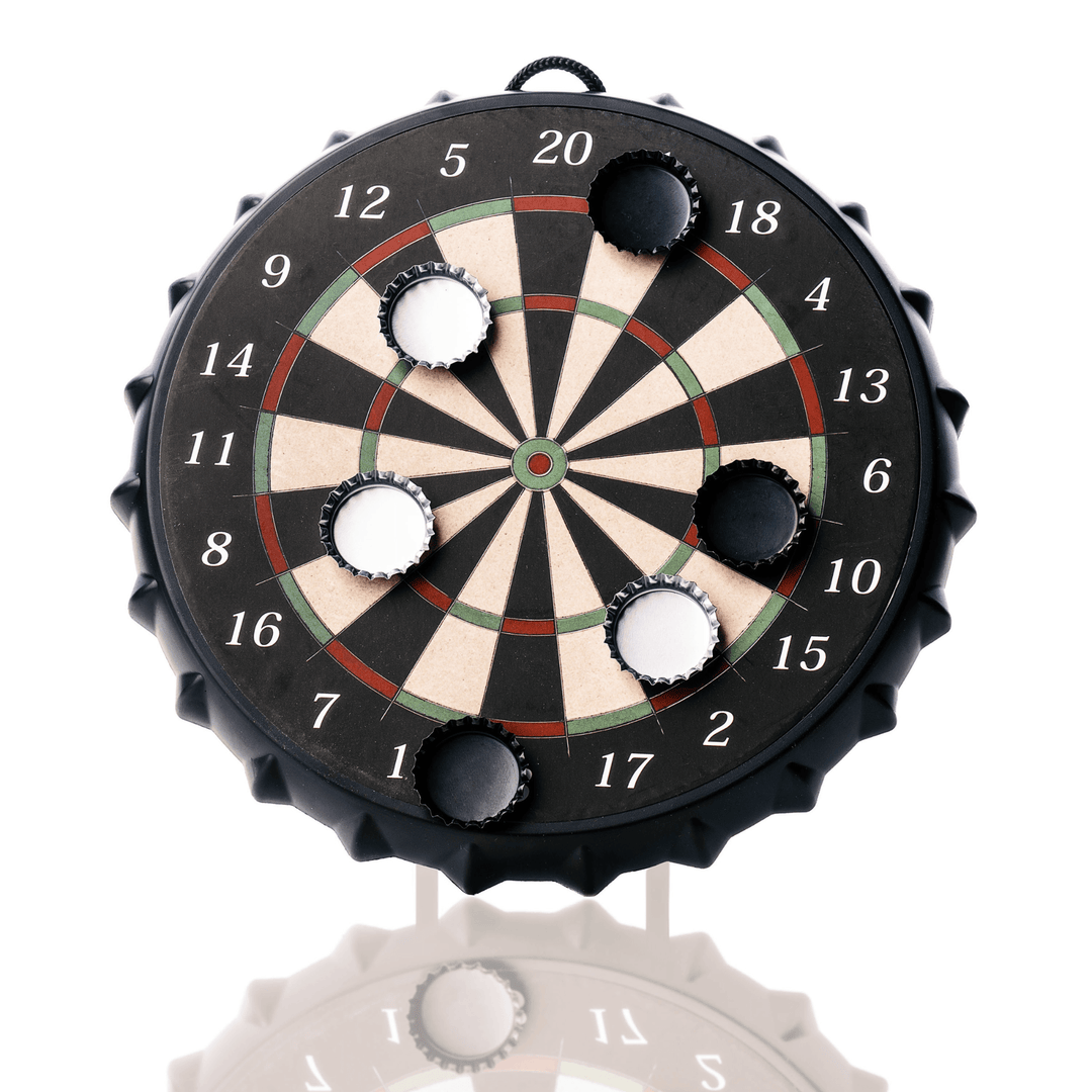 Karella Mini Dartboard Bottle Cap Magnet with bottle caps