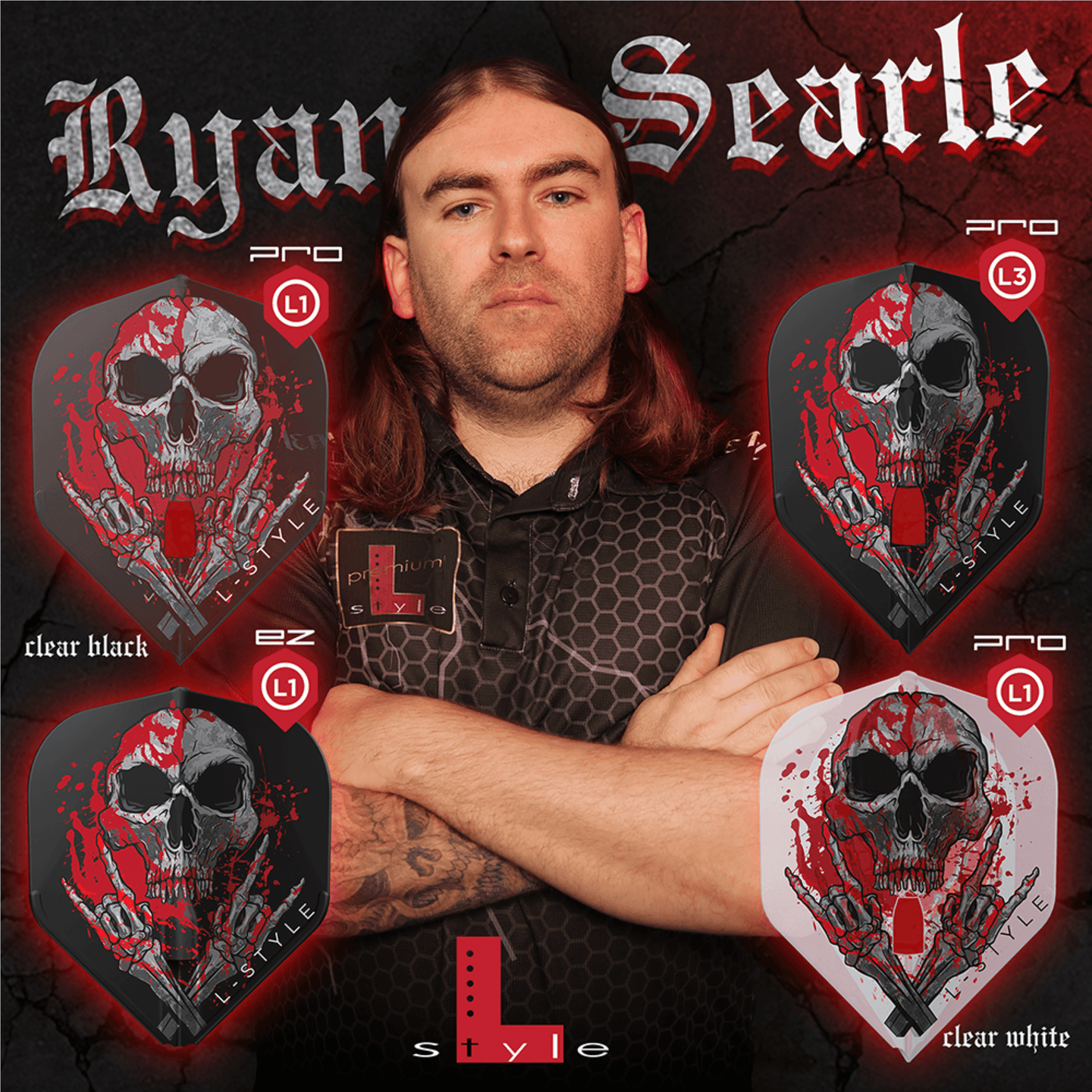 L-Style L3PRO Ryan Searle V3 Black Flights Player