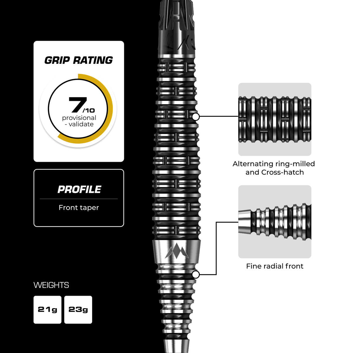 Mission Cameron Carolissen Rapid Point Steeldarts Details Barrel