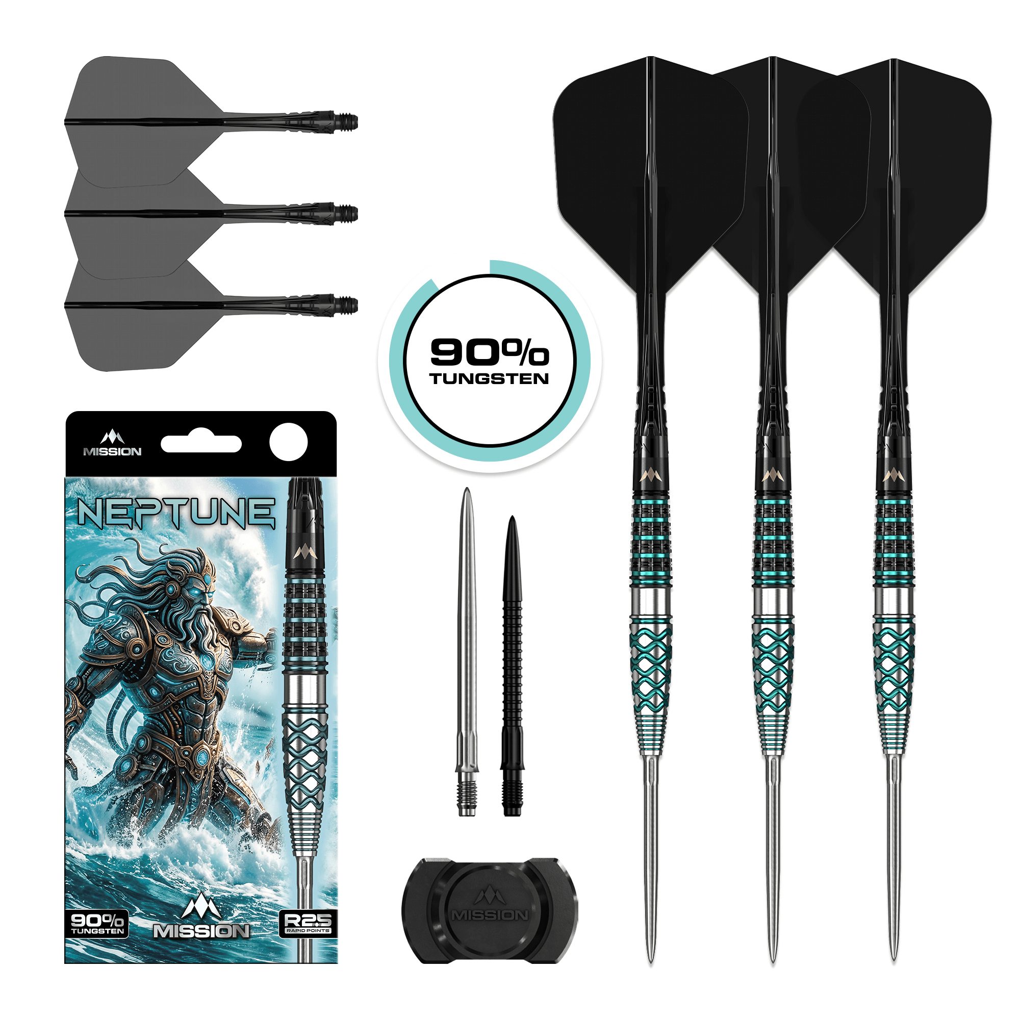 Mission Neptune Rapide Point Steeldarts Packungsinhalt