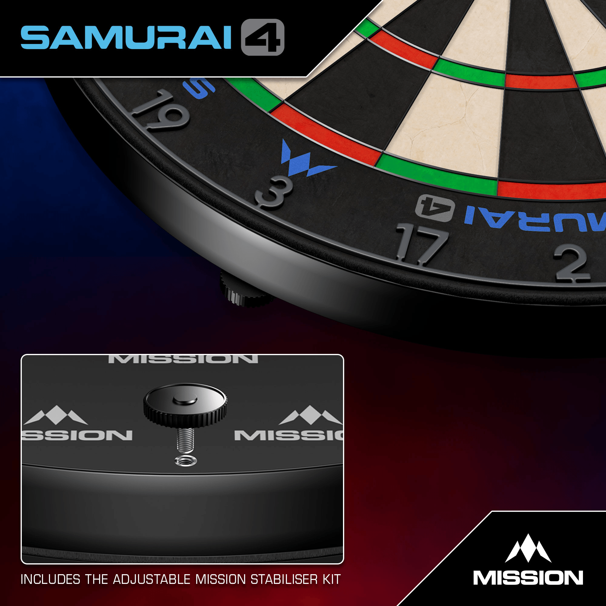 Mission Samurai 4 Dartboard Graphite Grey Spider Montagedetails