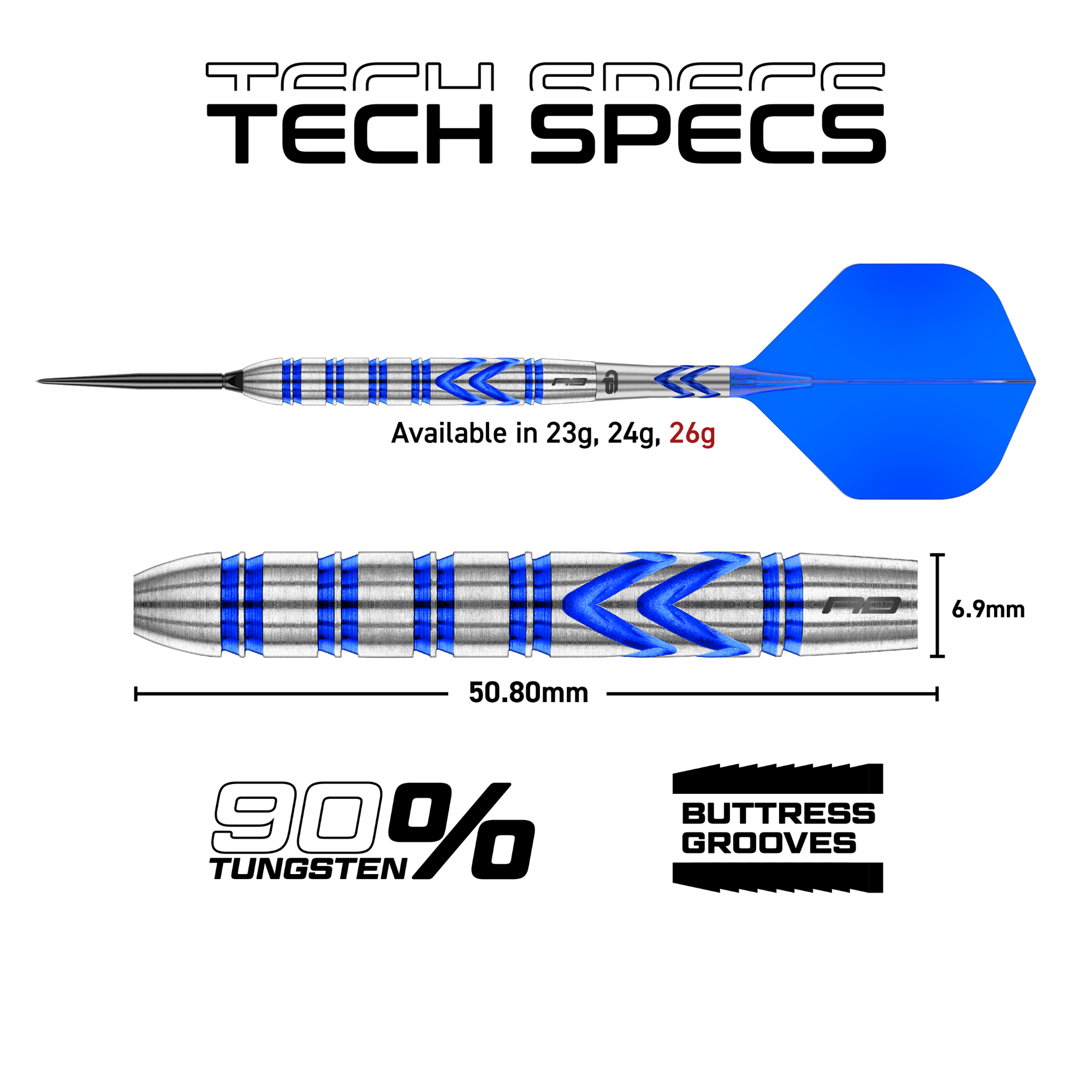 Red Dragon Gerwyn Price Blue Original Switch Point Steeldarts Maße 26g