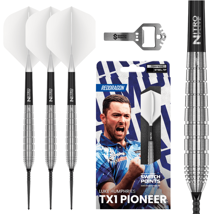 Red Dragon Luke Humphries TX1 Pioneer Switch Point Steel Darts Packaging