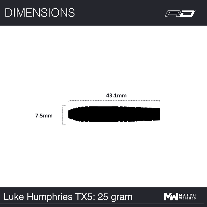 Red Dragon Luke Humphries TX5 Steeldarts Maße 25g