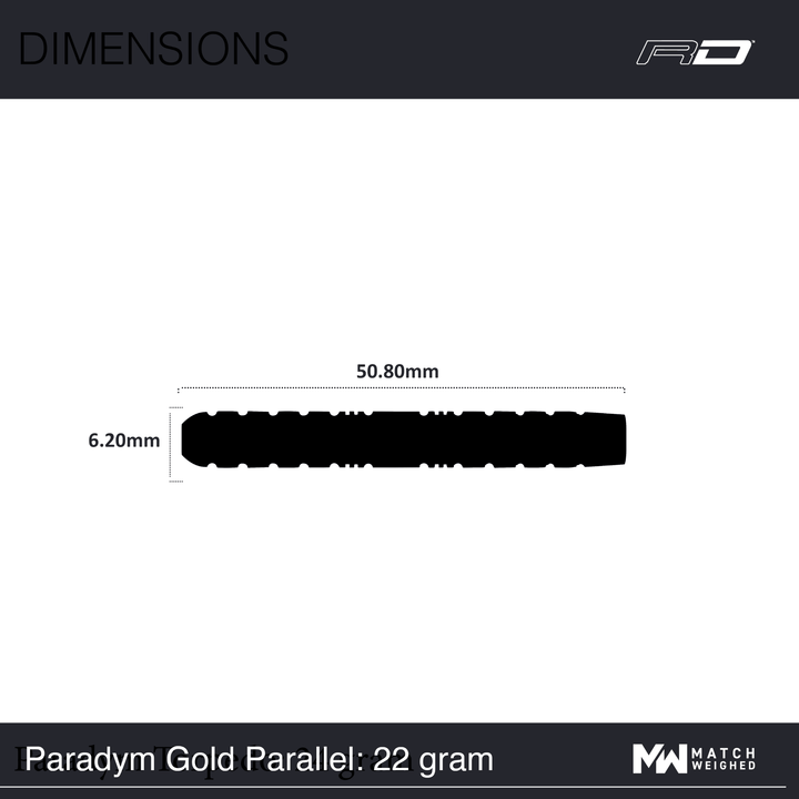 Red Dragon Paradym Gold Parallel Steeldarts Maße 22g