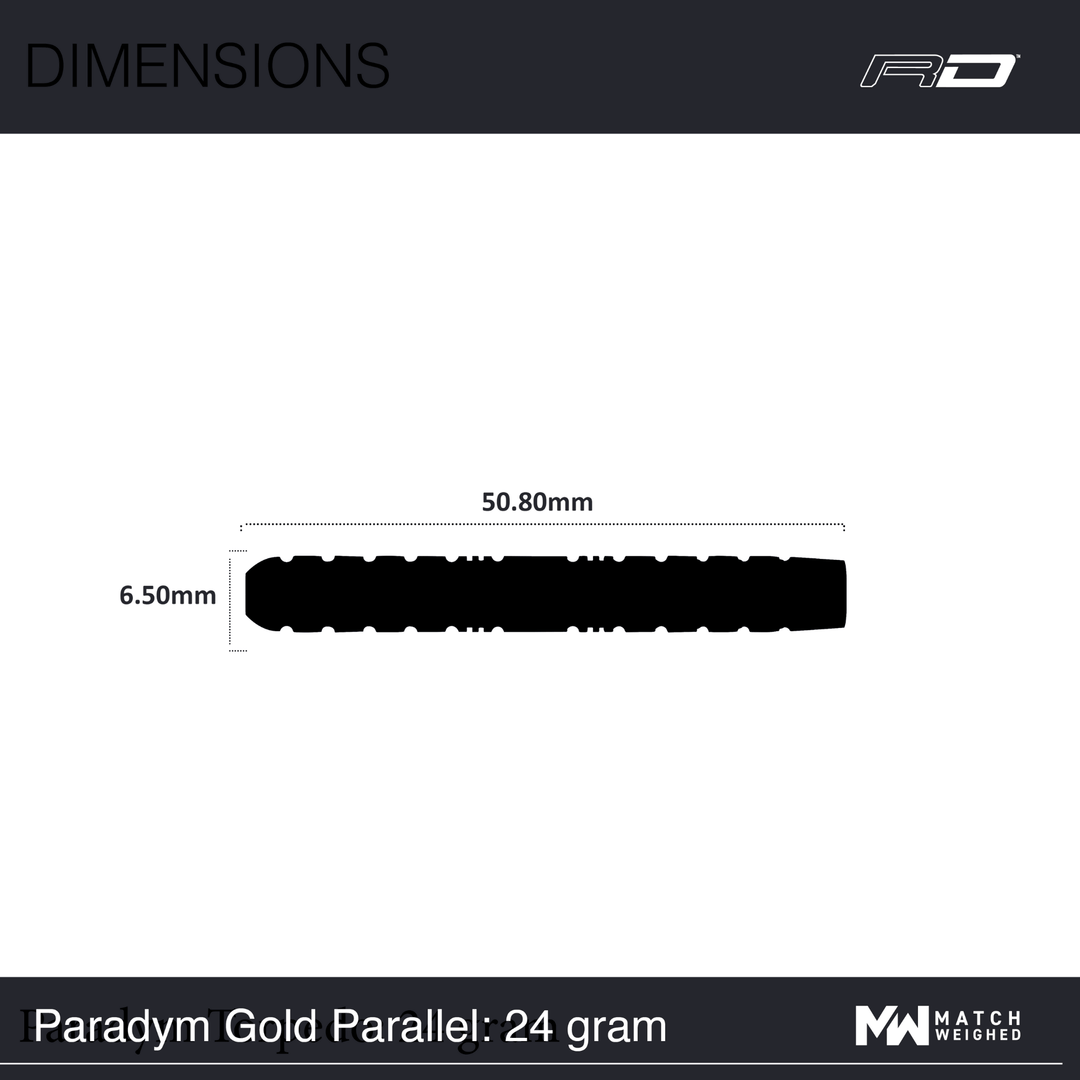 Red Dragon Paradym Gold Parallel Steeldarts Maße 24g