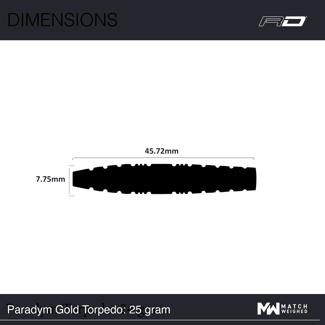 Red Dragon Paradym Gold Torpedo Steeldarts Maße 25g