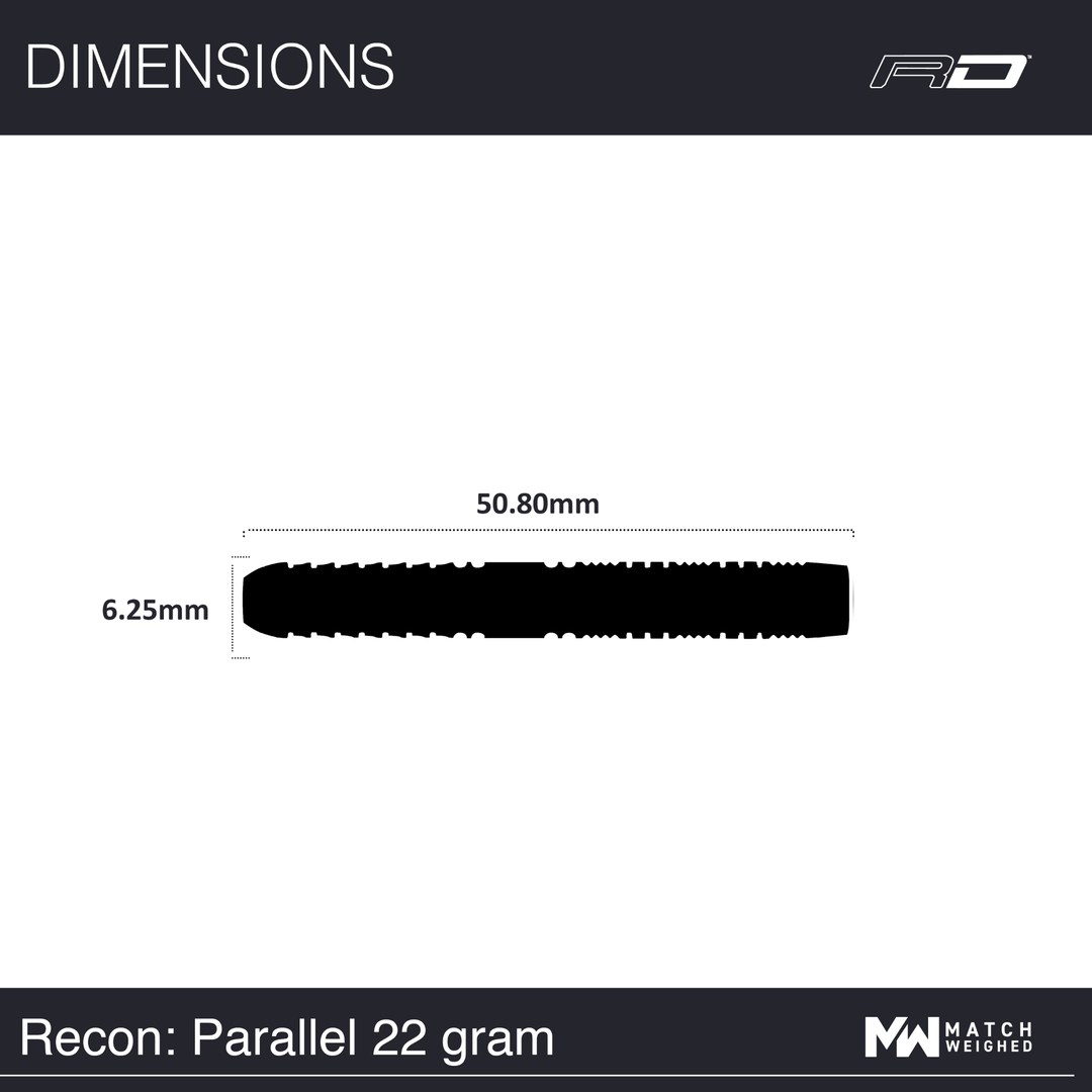 Red Dragon Recon Parallel Steeldarts dimensions 22g