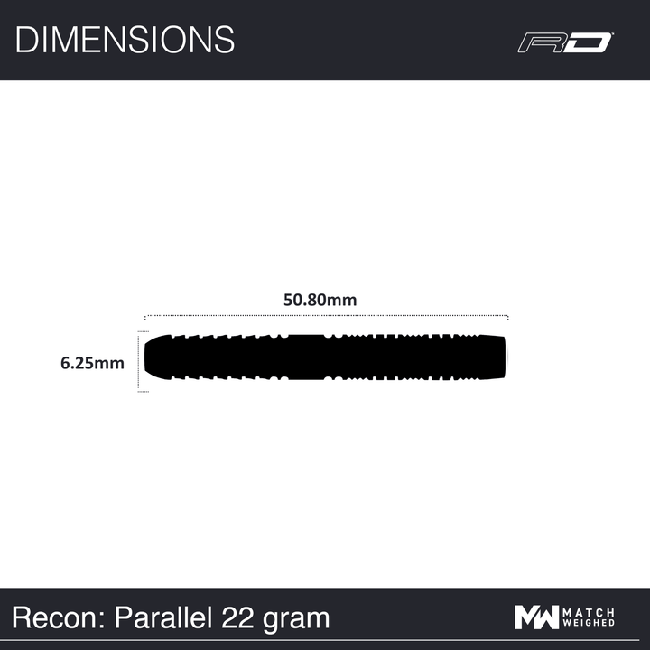 Red Dragon Recon Parallel Steeldarts dimensions 22g