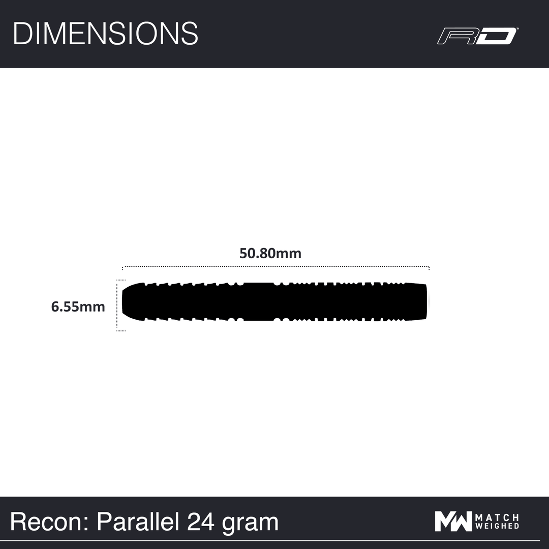 Red Dragon Recon Parallel Steeldarts dimensions 24g