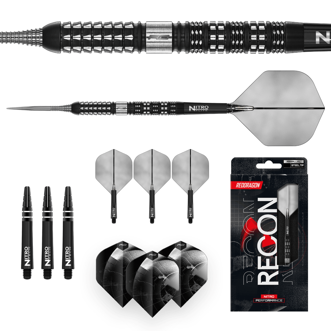 Red Dragon Recon Parallel Steeldarts package contents