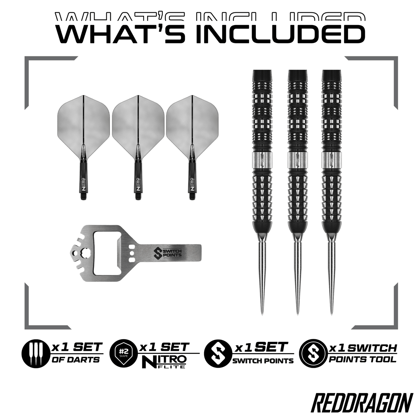 Red Dragon Recon Parallel Switch Point Steeldarts Packungsinhalt