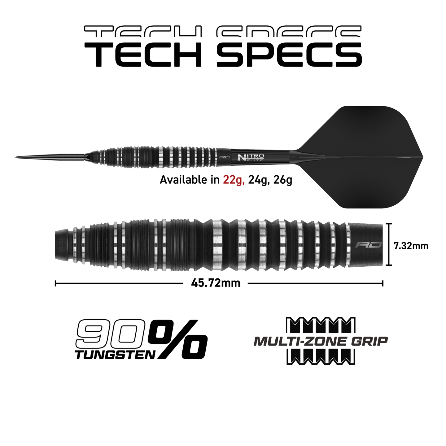Red Dragon Sable Bomb Switch Point Steeldarts Maße 22g