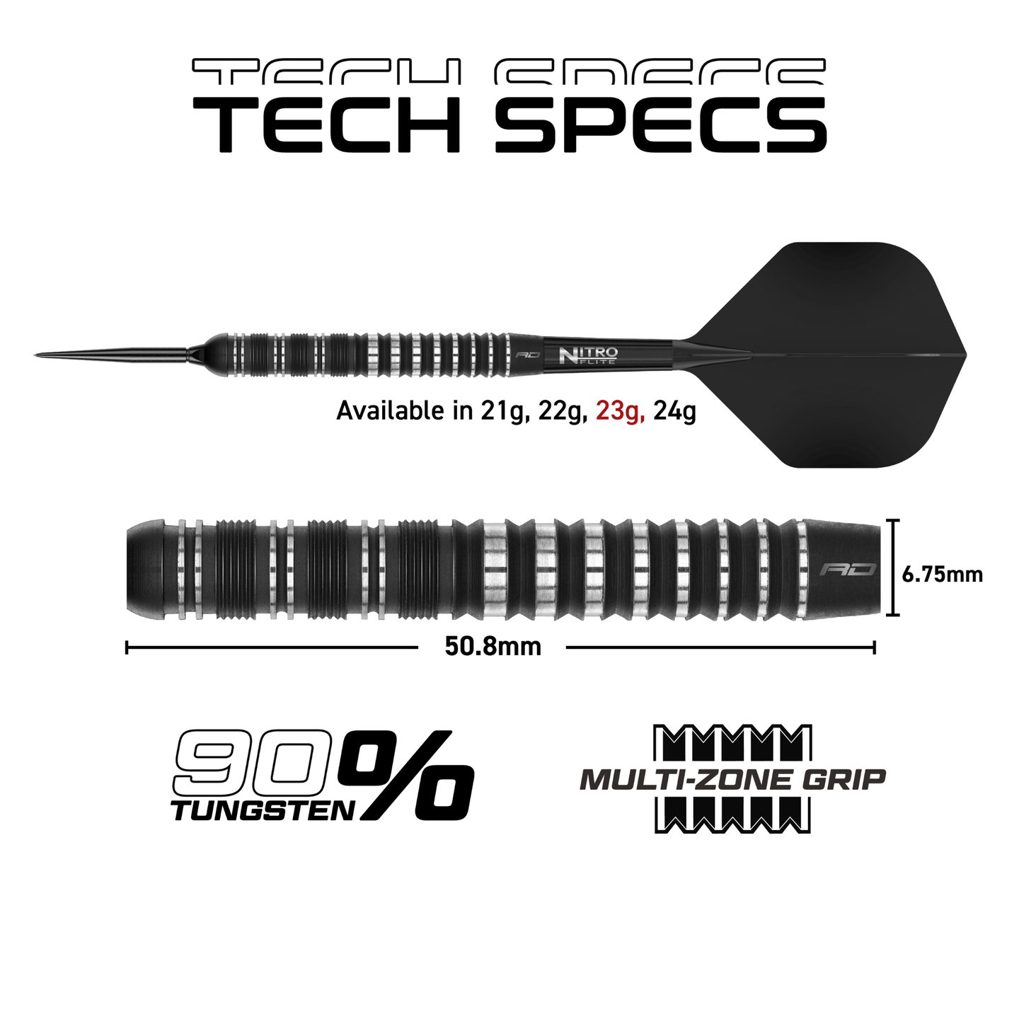 Red Dragon Sable Parallel Switch Point Steeldarts Maße 23g
