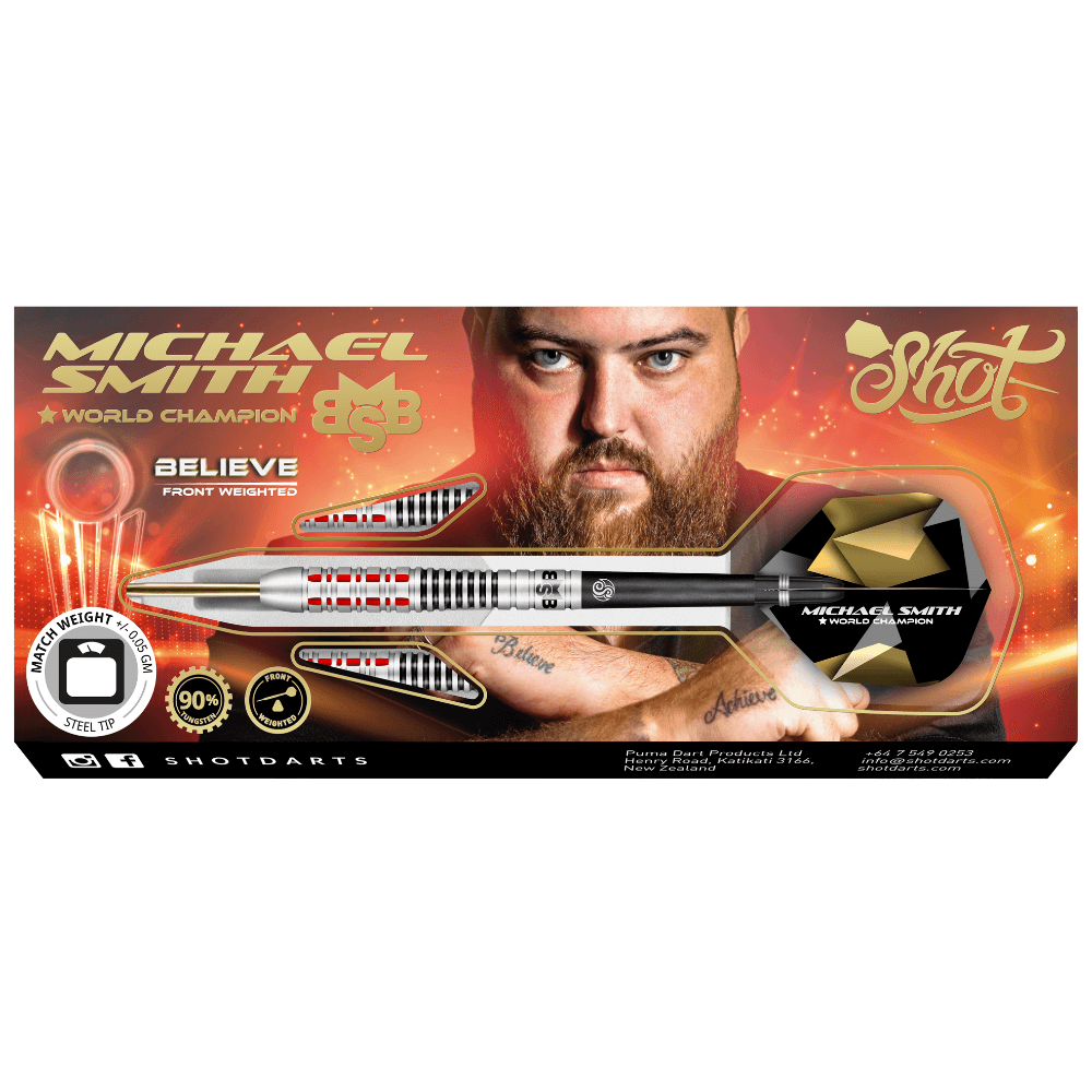 Shot Michael Smith Believe Steeldarts Packung