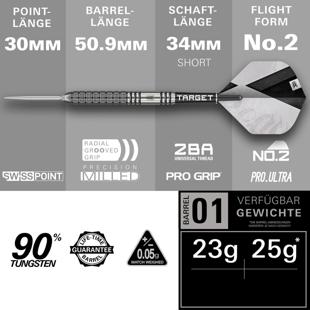 Target Beau Greaves G1 Swiss Point Steeldarts Längen
