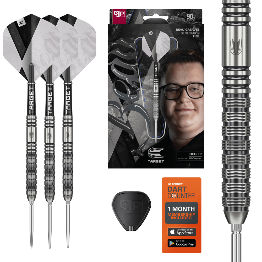 Target Beau Greaves G1 Swiss Point Steeldarts Lieferumfang