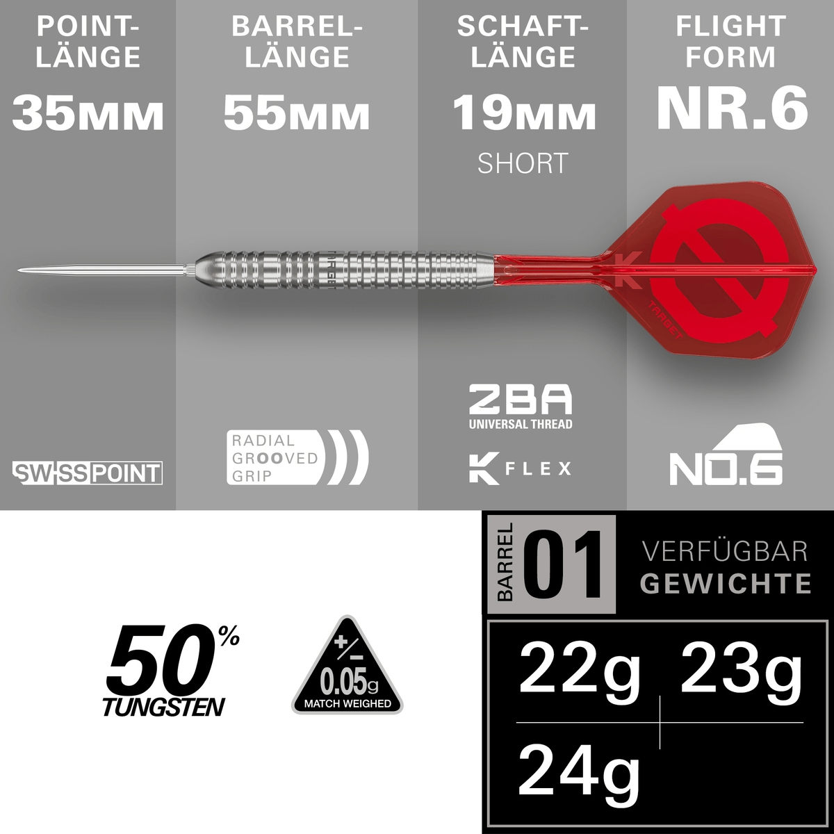 Target Group O 03 Swiss Point Steeldarts Maße
