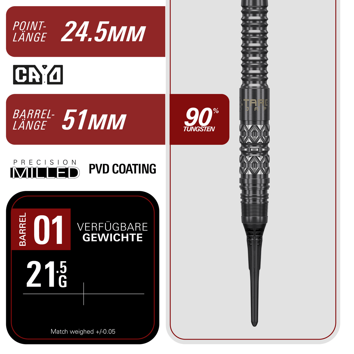 Target Japan Black Marque Creed Softdarts Masse Point und Barrel
