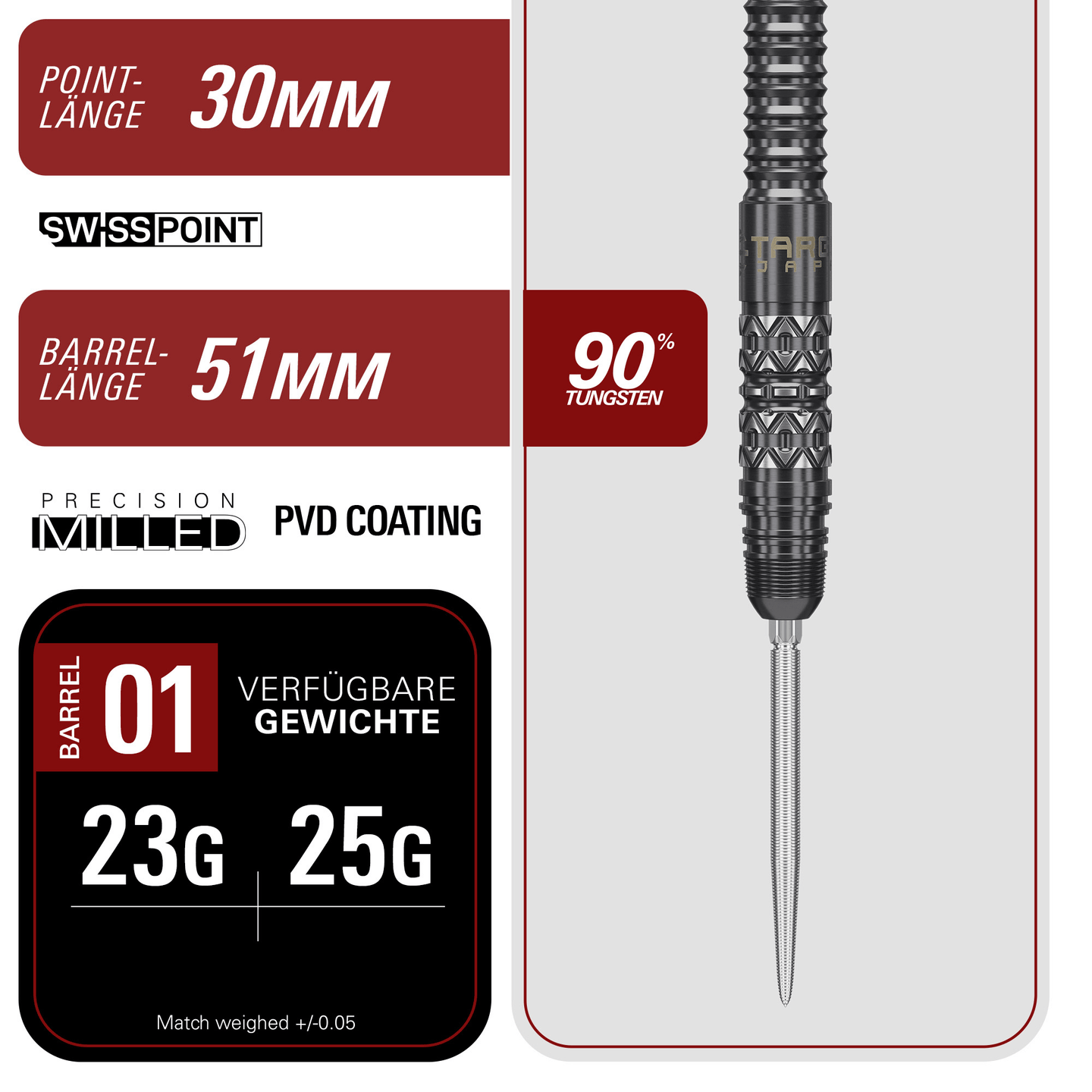 Target Japan Black Marque Creed Swiss Point Steeldarts Masse Point und Barrel