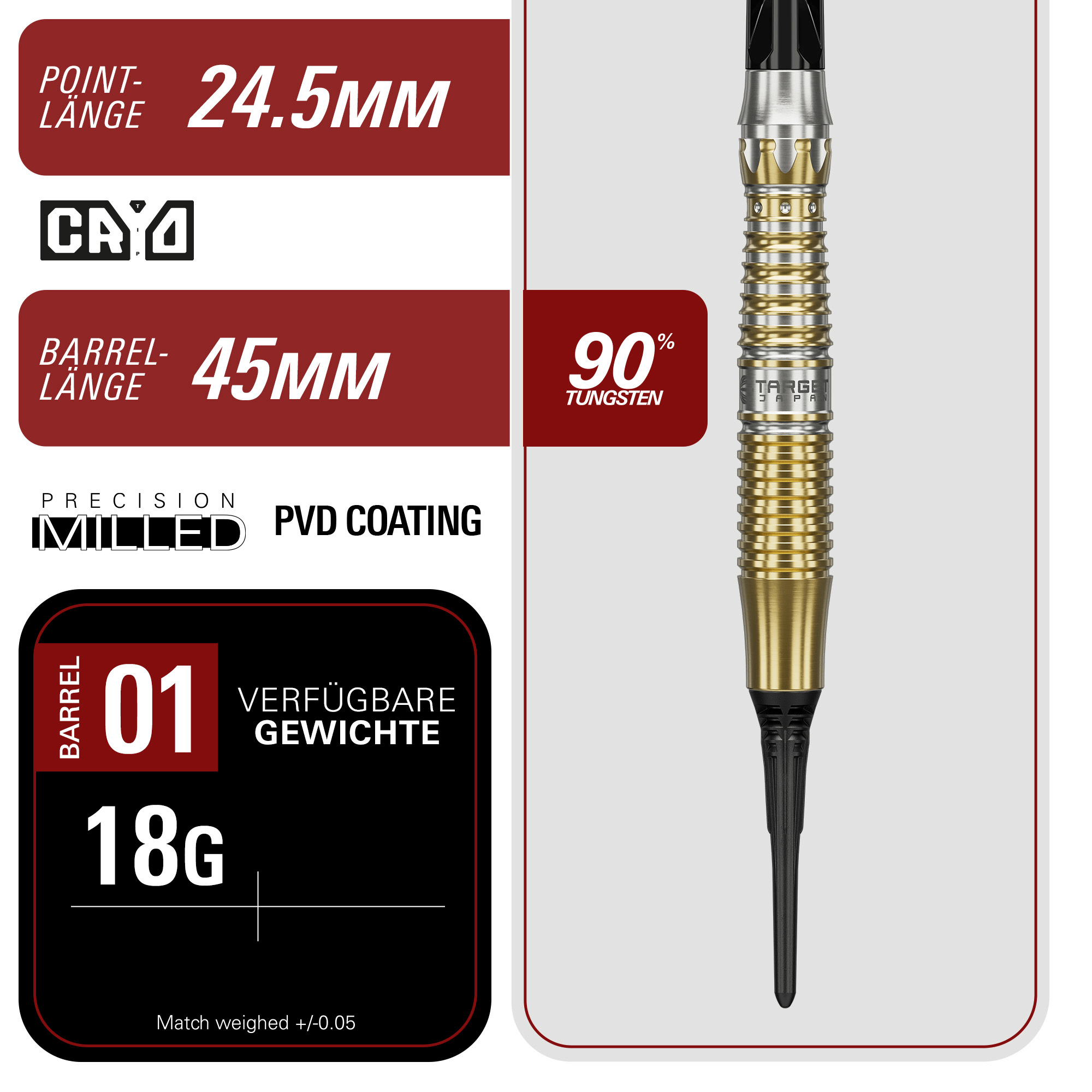 Target Japan Black Marque Enzo Softdarts Masse Point und Barrel