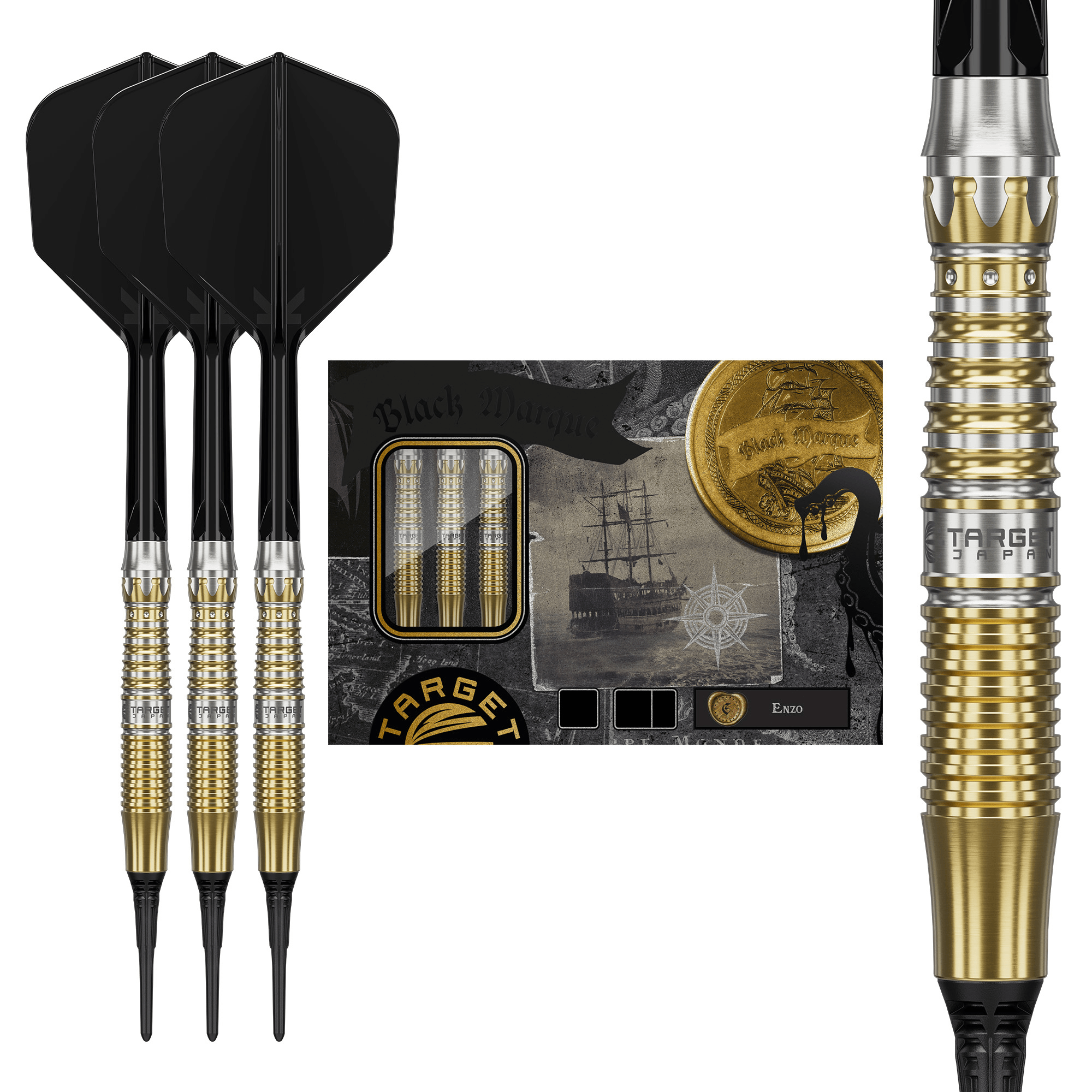 Target Japan Black Marque Enzo Softdarts Packungsinhalt