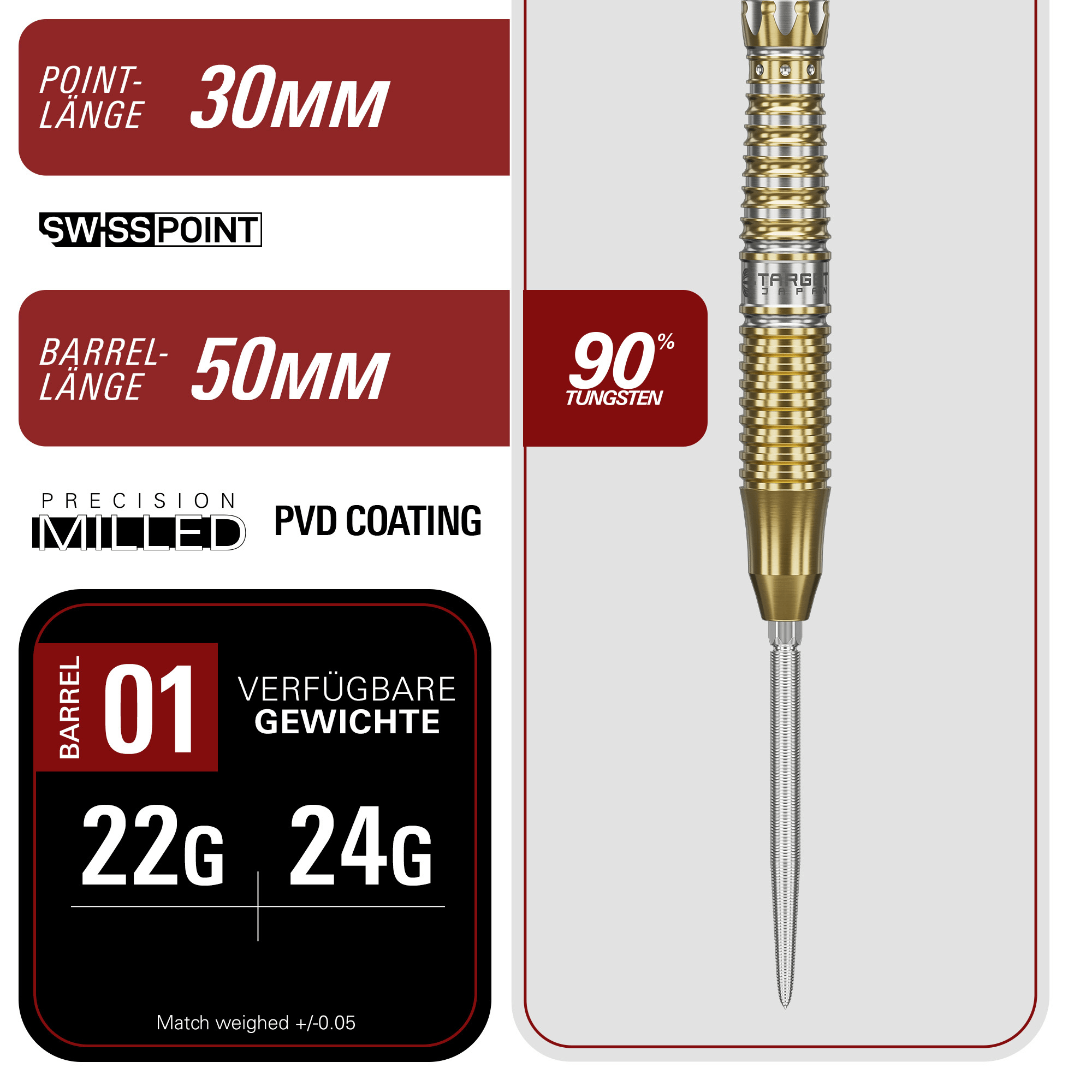 Target Japan Black Marque Enzo Swiss Point Steeldarts Masse Point und Barrel