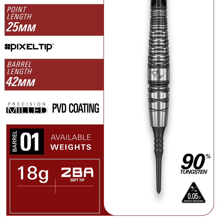 Target Japan Black Marque PW 2.0 Softdarts Maße Barrel und Point