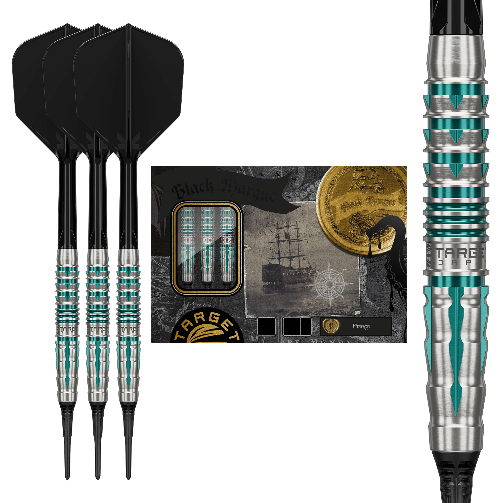 Target Japan Black Marque Pierce Softdarts Packungsinhalt
