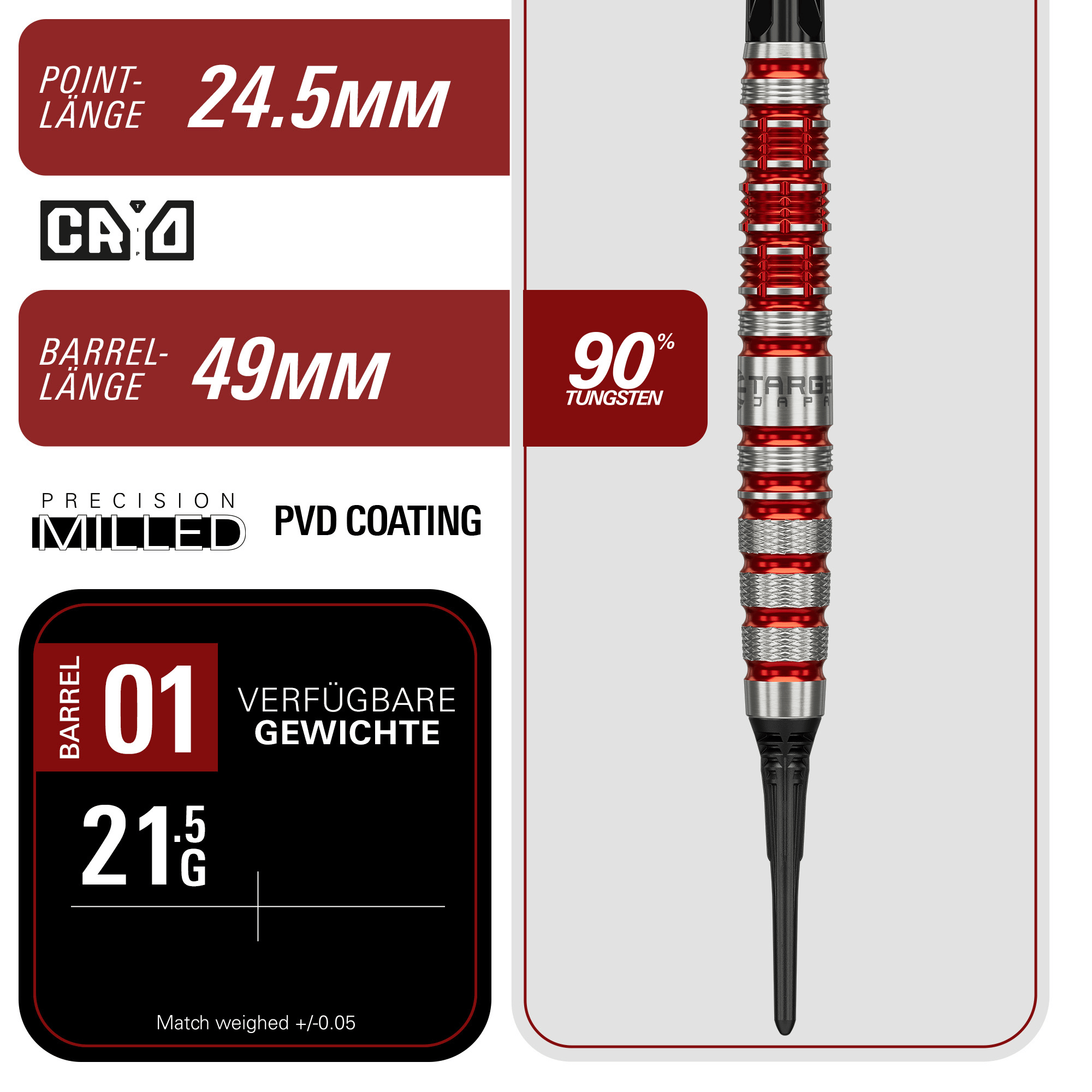Target Japan Black Marque Spinel Softdarts Masse Point und Barrel
