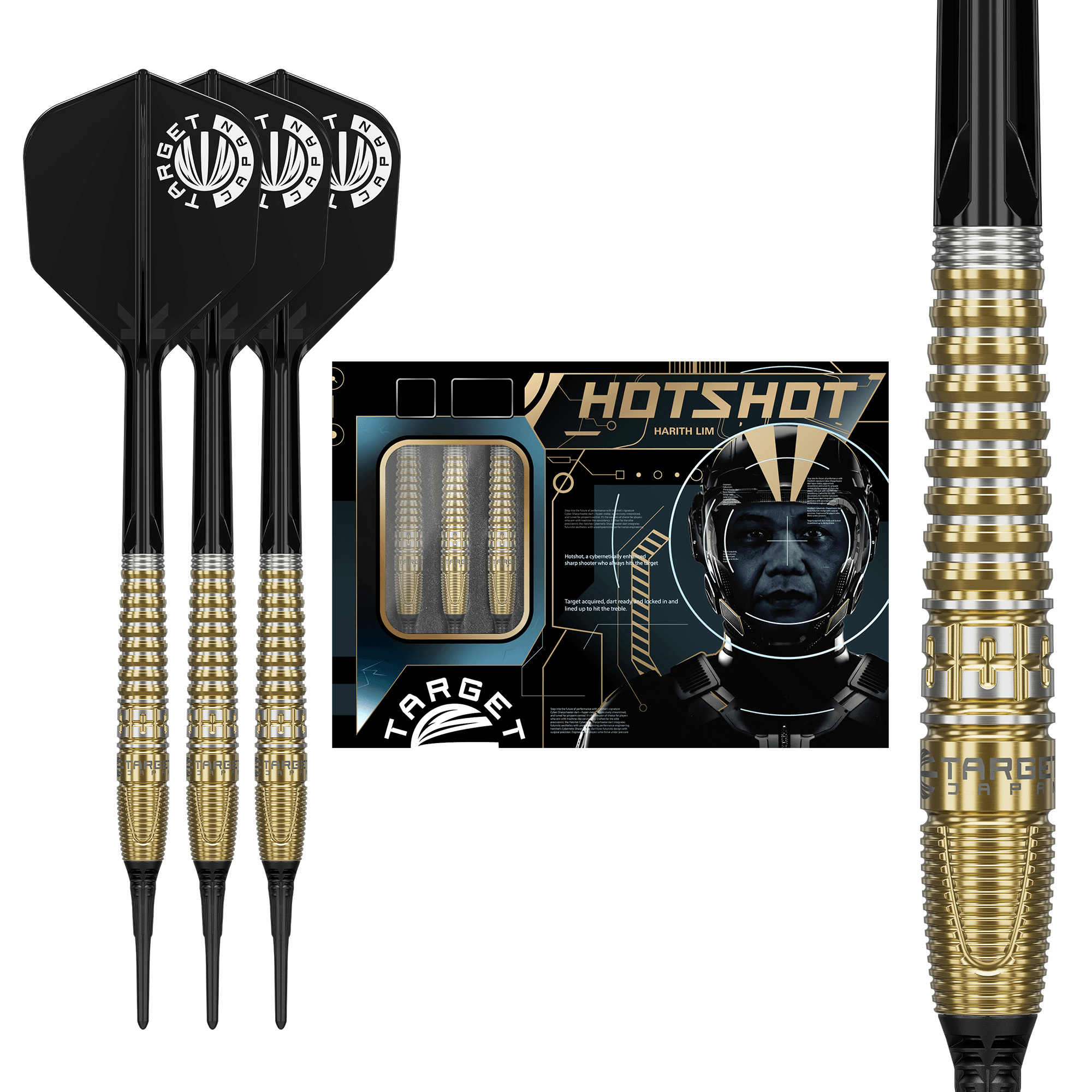 Target Japan Harith Lim Prime Series Hot Shot Gen 3 Softdarts Packungsinhalt