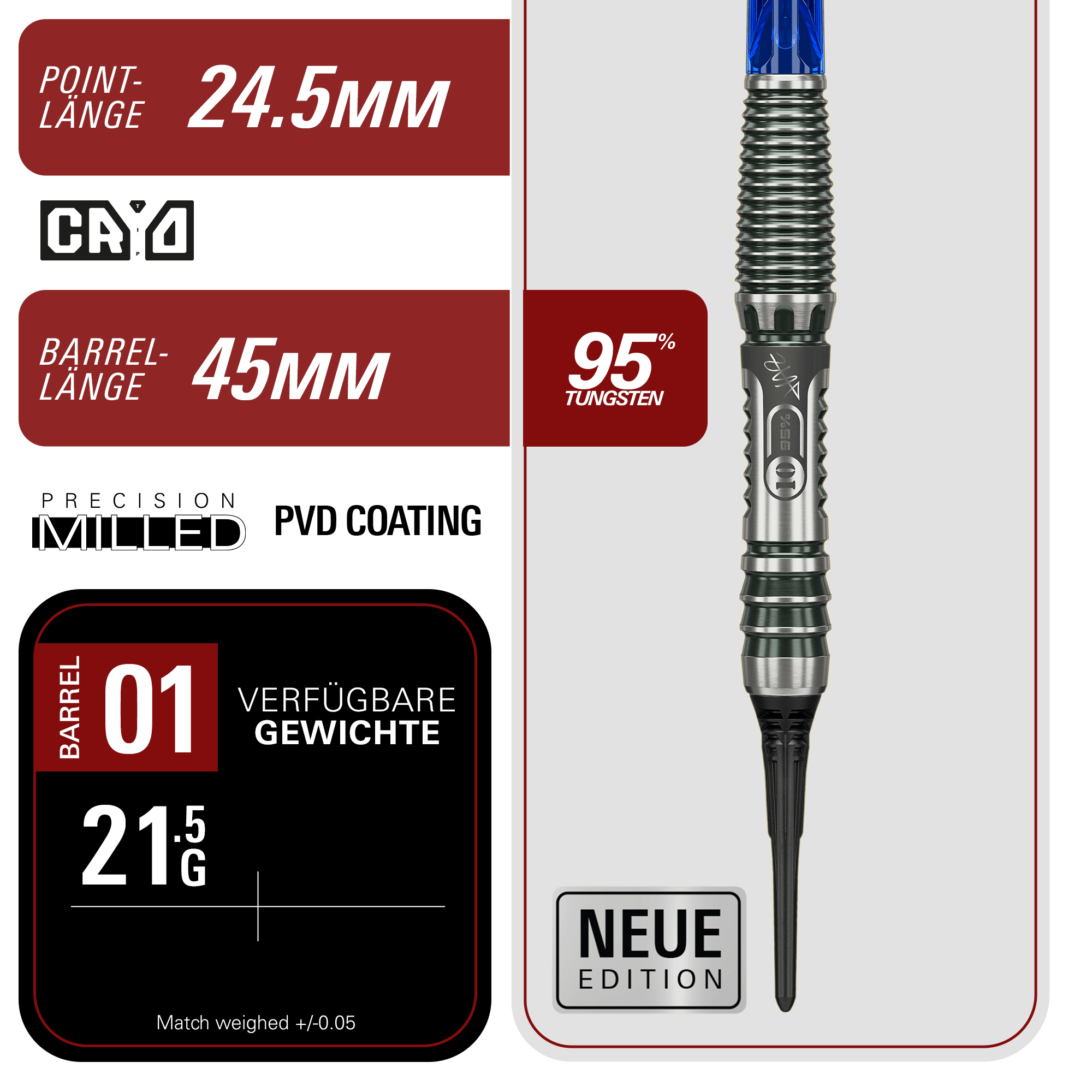 Target Japan Haruki Muramatsu Rising Sun Gen 10.5 Softdarts Masse Point und Barrel