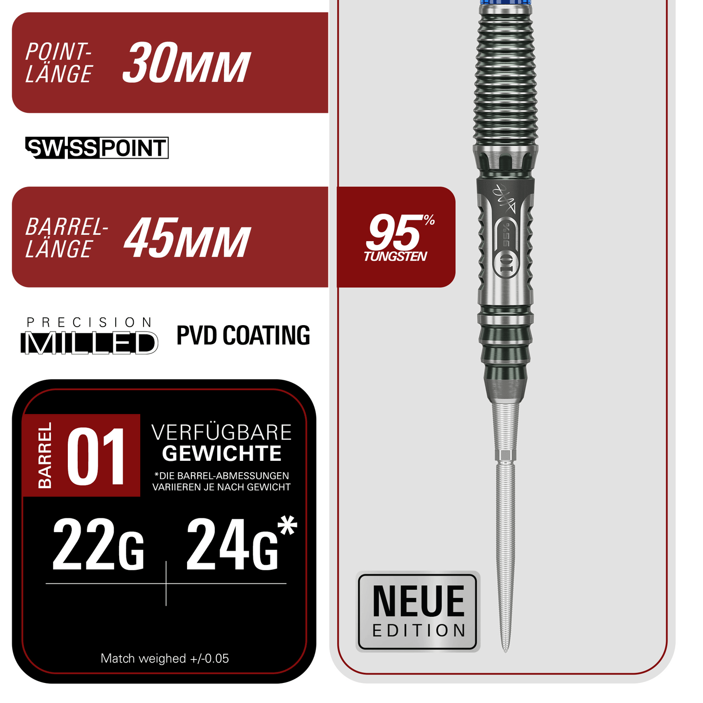 Target Japan Haruki Muramatsu Rising Sun Gen 10.5 Swiss Point Steeldarts Masse 22g