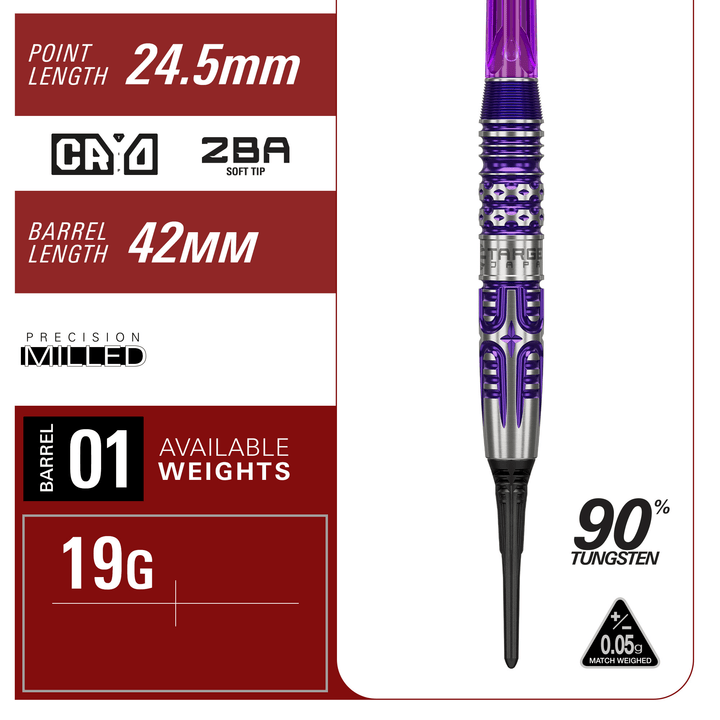Target Japan Kasumi Sato Endeavor Gen 3 soft darts dimensions barrel