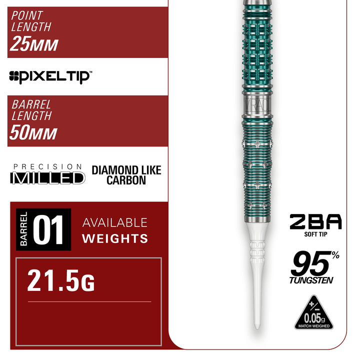 Target Japan Mikuru Suzuki The Miracle Gen 7 Softdarts Maße Barrel und Point