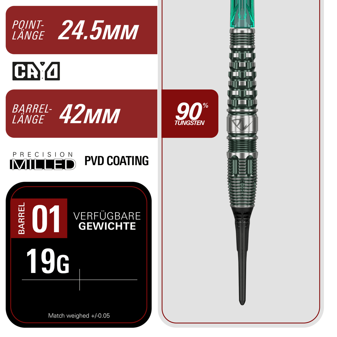 Target Japan Tan Phuay Wei Prime Series PW Gen 3 Softdarts Masse Point und Barrel