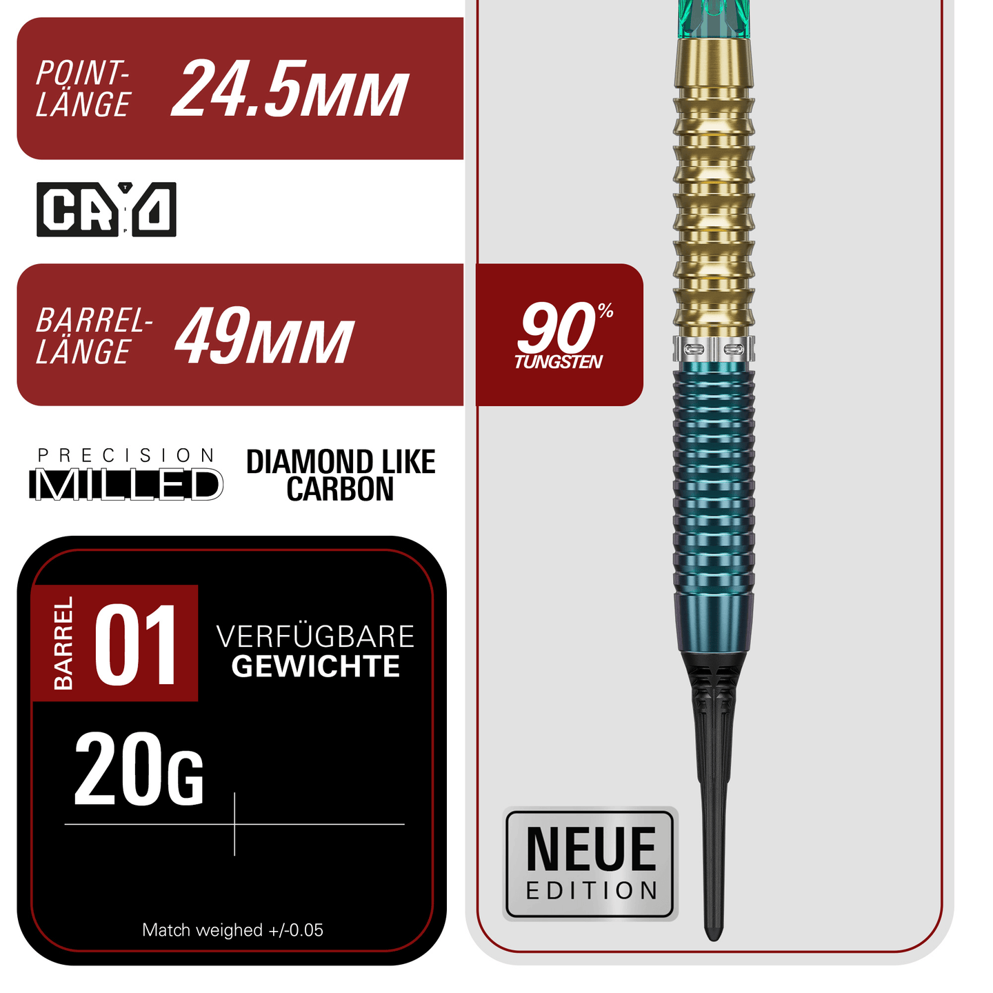 Target Japan Tung Suk Prime Series Zenith Gen 2.5 Softdarts Masse Point und Barrel