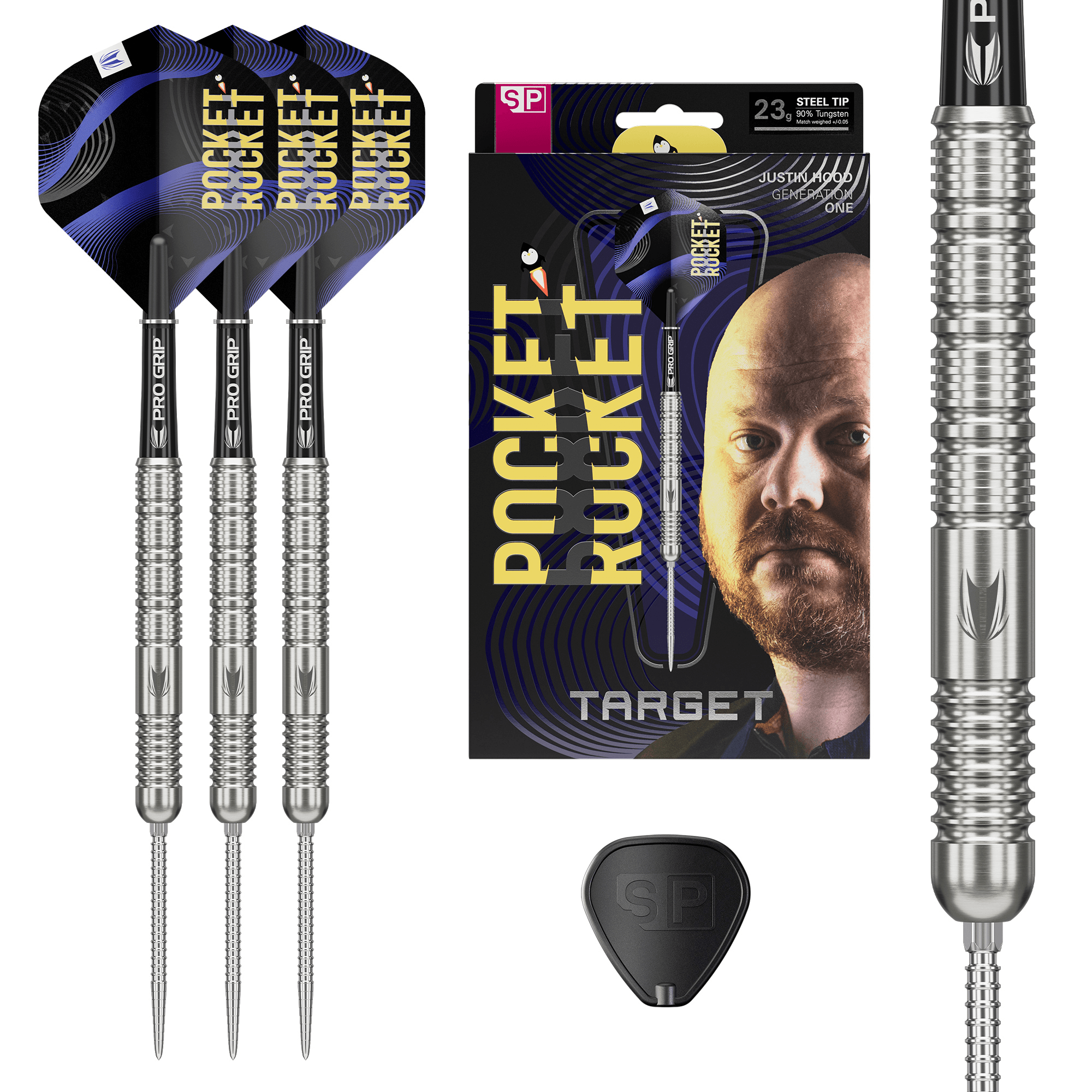 Target Justin Hood Gen 1 Swiss Point Steeldarts Packungsinhalt