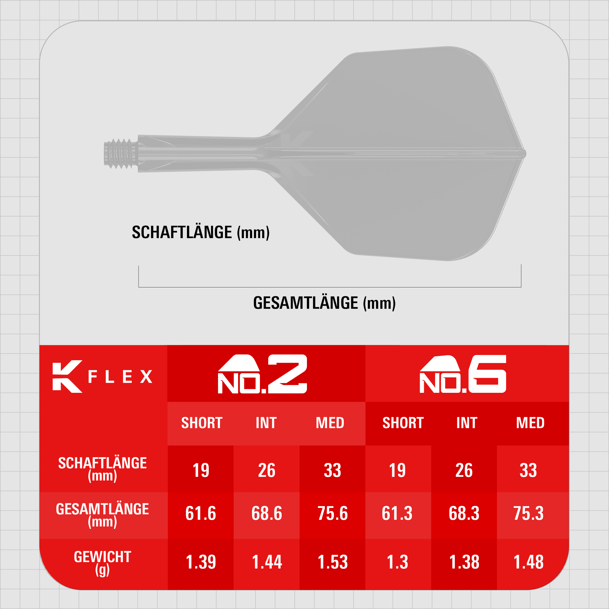 Target K-Flex Flight NO6 - Schwarz Maße