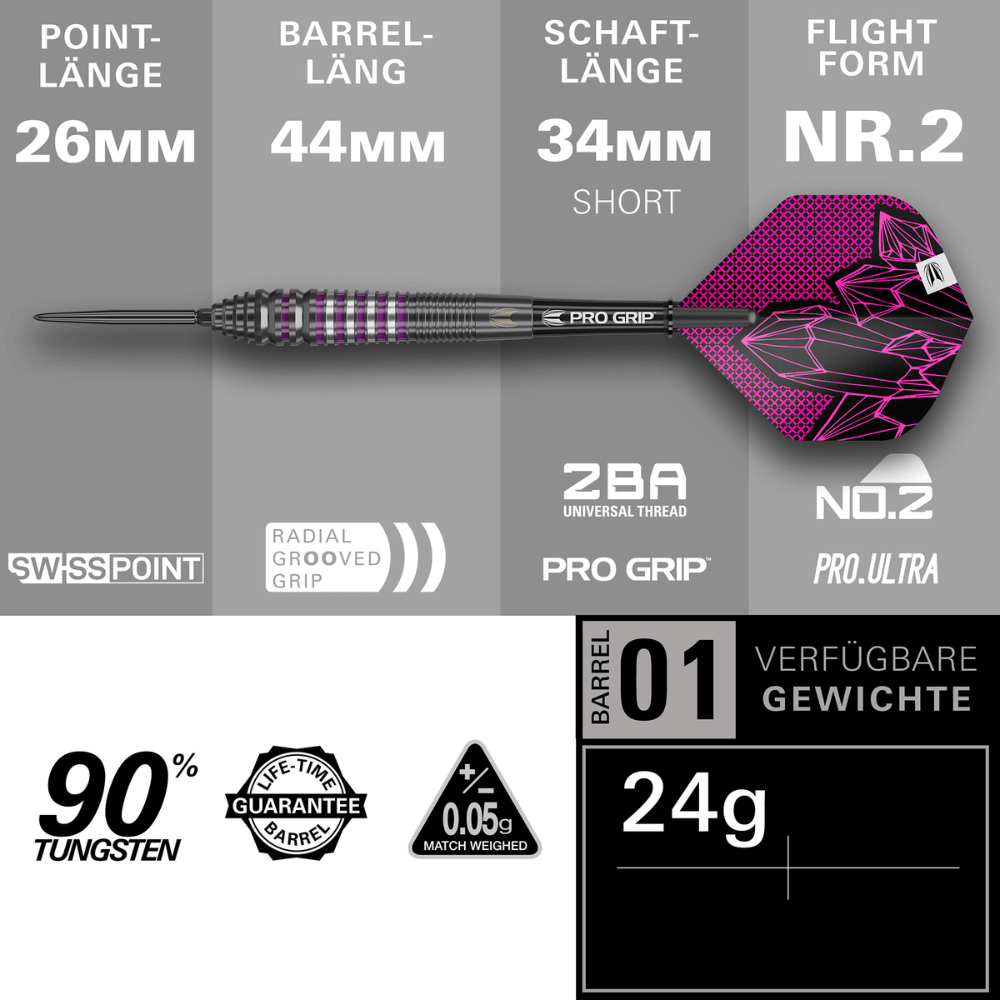 Target Lorraine Winstanley G2 Swiss Point Steeldarts Längen