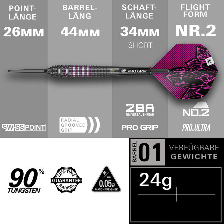 Target Lorraine Winstanley G2 Swiss Point Steeldarts Längen